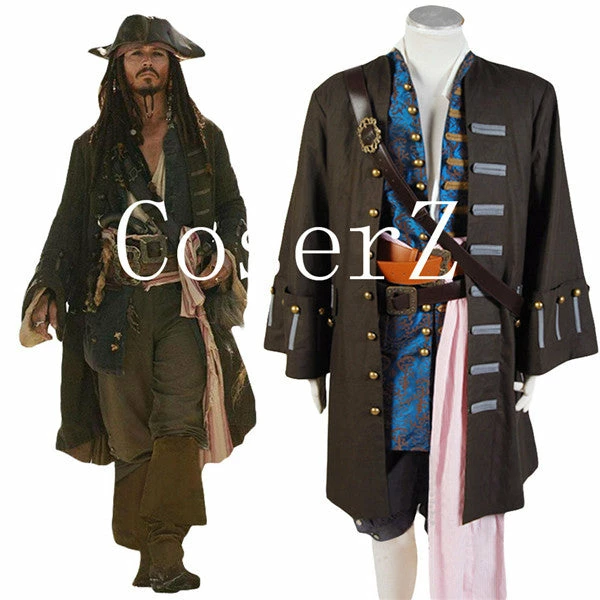 Movie/TV Pirates Of The Caribbean Cosplay Costume Jack Sparrow Costume 3 Movie/TV Pirates Of The Caribbean Cosplay Costume Jack Sparrow Costume