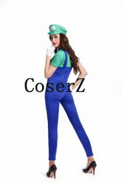 Game Super Mario Costumes Women Luigi Plumber Cosplay Costume