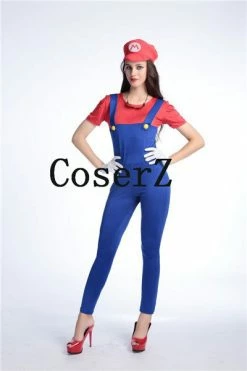 Game Super Mario Costumes Women Luigi Plumber Cosplay Costume
