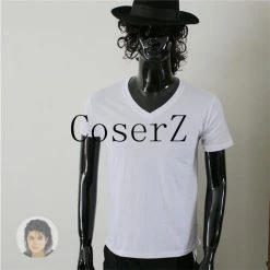 Movie/TV Michael Jackson Tee Billie Jean V-neck T-shirt Cosplay Costumes