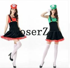 Game Super Mario Costume Women Halloween Cosplay Luigi Cosplay Costume