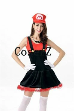 Game Super Mario Costume Women Halloween Cosplay Luigi Cosplay Costume