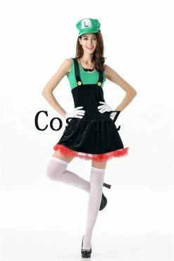 Game Super Mario Costume Women Halloween Cosplay Luigi Cosplay Costume