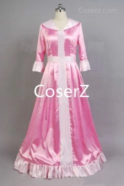 Beauty And The Beast Princess Belle Pink Dress Christams Cloak Cosplay Costume