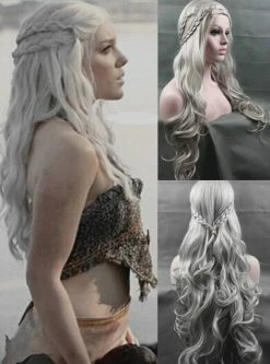 Movie/TV Daenerys Targaryen Wig, Silver Wavy Wig Dragon Princess Game Of Thrones Cosplay