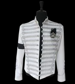 Movie/TV Michael Jackson Retro Punk White Jacket British Army Dress Coat Cosplay Costume