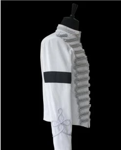 Movie/TV Michael Jackson Retro Punk White Jacket British Army Dress Coat Cosplay Costume