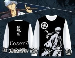 Anime Gintama Silver Soul Printed Long Sleeve T-shirt Cosplay Costume