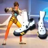 Game OW Tracer Cosplay Shoes Lena Oxton Fighting Cosplay Boots Custom Made