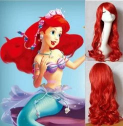 Wigs THE LITTLE MERMAID Ariel Curly Wave Red Wig Cosplay Wig Anime Peluca Hair