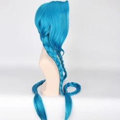 Wigs LOL Jinx Cosplay Wig, Jinx Wig Women Blue Double Ponytail Braids Hair 120cm For Halloween Party