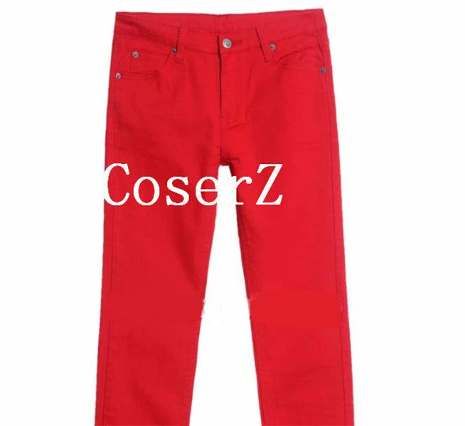 Movie/TV Michael Jackson Leather Thriller Red Jacket Pants Cosplay Costume 5 Movie/TV Michael Jackson Leather Thriller Red Jacket Pants Cosplay Costume