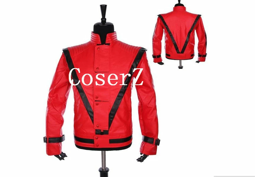 Movie/TV Michael Jackson Leather Thriller Red Jacket Pants Cosplay Costume 4 Movie/TV Michael Jackson Leather Thriller Red Jacket Pants Cosplay Costume