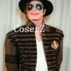 Movie/TV Michael Jackson Retro Punk Jacket British Army Dress Coat Black Color Cosplay Costume