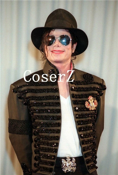 Movie/TV Michael Jackson Retro Punk Jacket British Army Dress Coat Black Color Cosplay Costume 3 Movie/TV Michael Jackson Retro Punk Jacket British Army Dress Coat Black Color Cosplay Costume