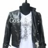 Movie/TV Michael Jackson Costume Leather Thriller Black Jacket Cosplay Costume