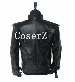 Movie/TV Michael Jackson Costume Leather Thriller Black Jacket Cosplay Costume