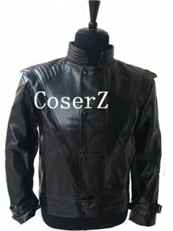 Movie/TV Michael Jackson Costume Leather Thriller Black Jacket Cosplay Costume