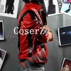 Movie/TV Michael Jackson Costume Leather Thriller Red Jacket Cosplay Costume