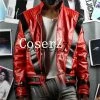 Movie/TV Michael Jackson Costume Leather Thriller Red Jacket Cosplay Costume