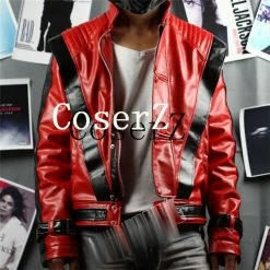 Movie/TV Michael Jackson Costume Leather Thriller Red Jacket Cosplay Costume