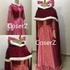 Princess Winter Belle Red Dress, Belle Pink Dress, Belle Cosplay Costume With Cape