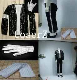 Movie/TV Michael Jackson Billie Jean Jacket+Pant+Socks+Glove+Hat Cosplay Costume
