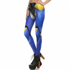 Game OW Pharah Leggings Cosplay Printed Elastic Slim Fitness Leggings Pants Trouser
