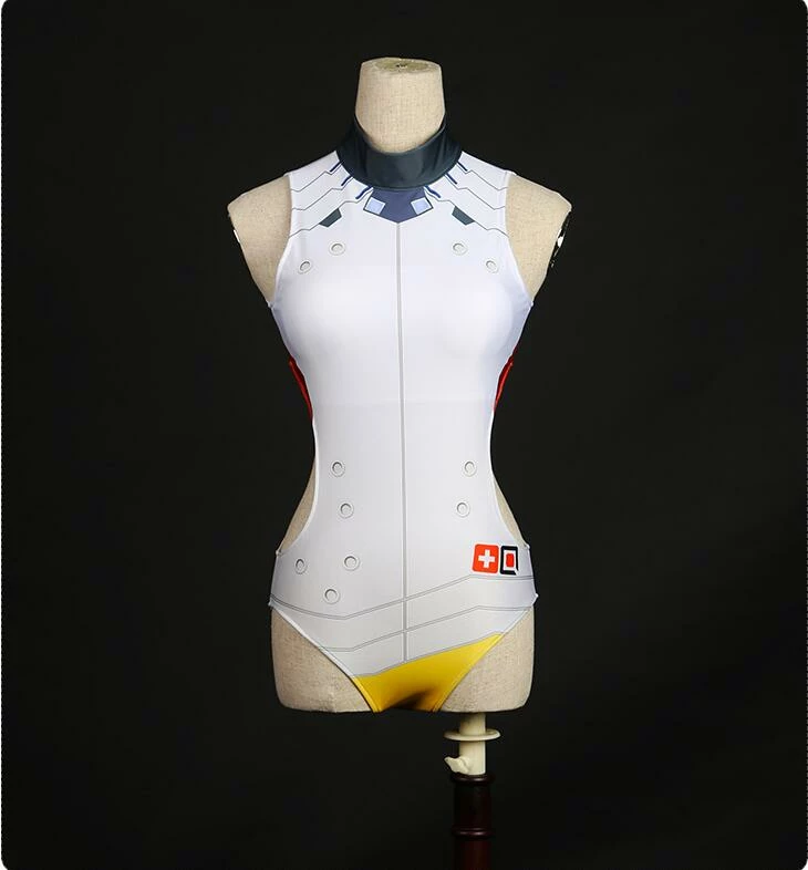 OW Game Angela Ziegler Swimsuit Cosplay Costume One Pieces Spandex Mercy Bathing Suit 4 OW Game Angela Ziegler Swimsuit Cosplay Costume One Pieces Spandex Mercy Bathing Suit
