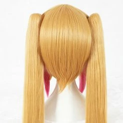 Wigs Kobayashi-san Chi No Maid Dragon Tohru Wig Cosplay Peluca Yellow Gradient Pink Hair Double Ponytail 100cm