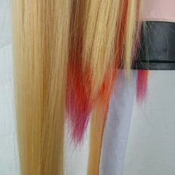 Wigs Kobayashi-san Chi No Maid Dragon Tohru Wig Cosplay Peluca Yellow Gradient Pink Hair Double Ponytail 100cm