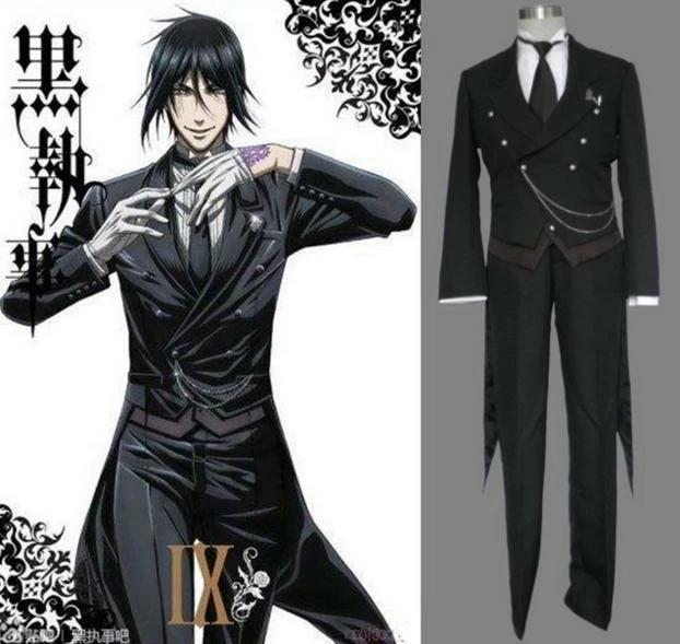 Anime Black Butler Kuroshitsuji Sebastian Uniform Cosplay Halloween Costume 3 Anime Black Butler Kuroshitsuji Sebastian Uniform Cosplay Halloween Costume