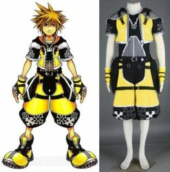 Game Kingdom Hearts Sora Yellow Outfit Cosplay Costume Halloween