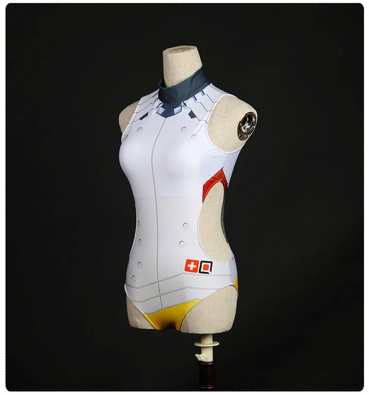 OW Game Angela Ziegler Swimsuit Cosplay Costume One Pieces Spandex Mercy Bathing Suit 5 OW Game Angela Ziegler Swimsuit Cosplay Costume One Pieces Spandex Mercy Bathing Suit