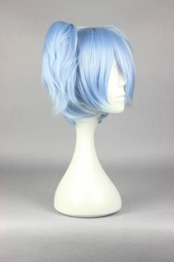 Wigs Short Ice Blue Pigtails Cosplay Wig, Shiota Nagisa Anime Wig