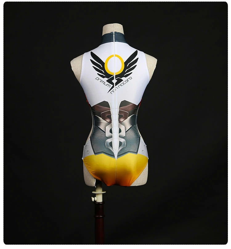 OW Game Angela Ziegler Swimsuit Cosplay Costume One Pieces Spandex Mercy Bathing Suit 6 OW Game Angela Ziegler Swimsuit Cosplay Costume One Pieces Spandex Mercy Bathing Suit