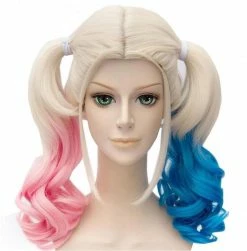 Princess Suicide Squad Harley Quinn Wig Cosplay Curly Ponytail Wig Hair
