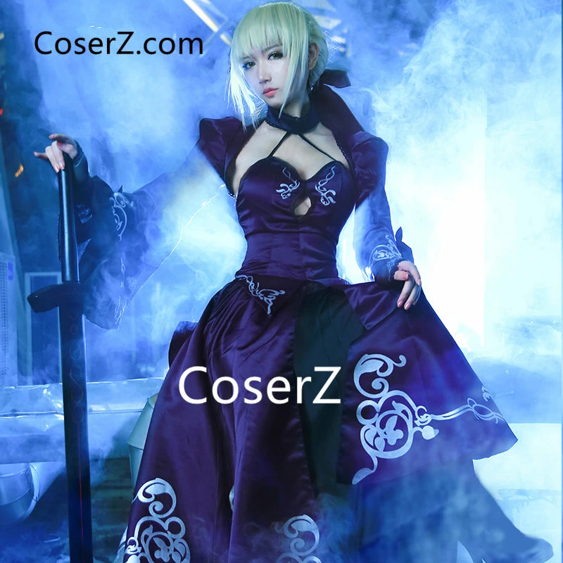 Anime Fate Stay Night Alter Saber Cosplay Costume Fate Zero Sword Costume Black Dress