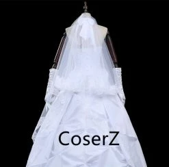 Anime Fate Zero Artoria Wedding Dress 10th Anniversary Artoria Cosplay Costume Dress+Gloves+Headdress