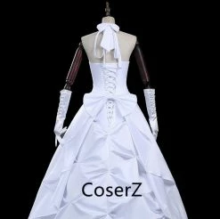 Anime Fate Zero Artoria Wedding Dress 10th Anniversary Artoria Cosplay Costume Dress+Gloves+Headdress