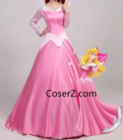 Coserz Princess Aurora Pink Dress, Sleeping Beauty Pink Aurora Dress Cosplay Costume