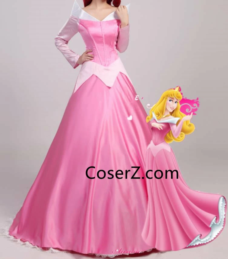 Coserz Princess Aurora Pink Dress, Sleeping Beauty Pink Aurora Dress Cosplay Costume 3 Coserz Princess Aurora Pink Dress, Sleeping Beauty Pink Aurora Dress Cosplay Costume