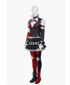 Coserz Promotion Batman: Arkham Knight Harley Quinn Cosplay Costume With Top, Pant, Skirt, Armgurads, Belts