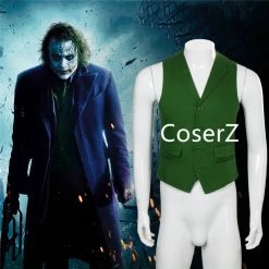 Coserz Promotion Batman Dark Knight Rise Joker Cosplay Costume Shirt + Green Vest + Tie