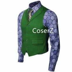 Coserz Promotion Batman Dark Knight Rise Joker Cosplay Costume Shirt + Green Vest + Tie