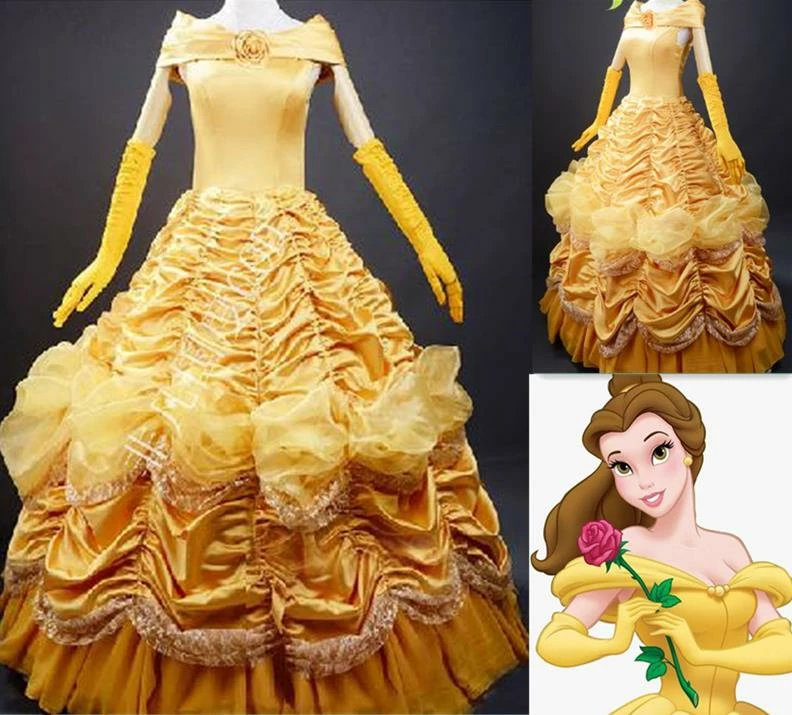 Coserz Princess Belle Dress, Belle Cosplay Costume, Belle Costume For Party 3 Coserz Princess Belle Dress, Belle Cosplay Costume, Belle Costume For Party