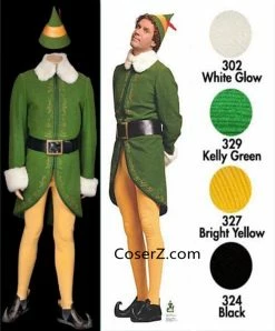Coserz Promotion Buddy The Elf Costume, Buddy The Elf Outfit For Adults Male/Female