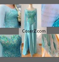 DS16 Deluxe Princess Elsa Dress Elsa Cosplay Costume Park Version For Adult For Girls