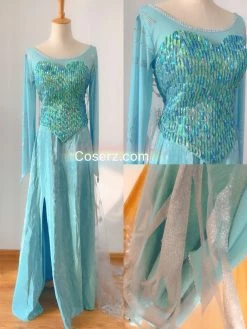 DS16 Deluxe Princess Elsa Dress Elsa Cosplay Costume Park Version For Adult For Girls