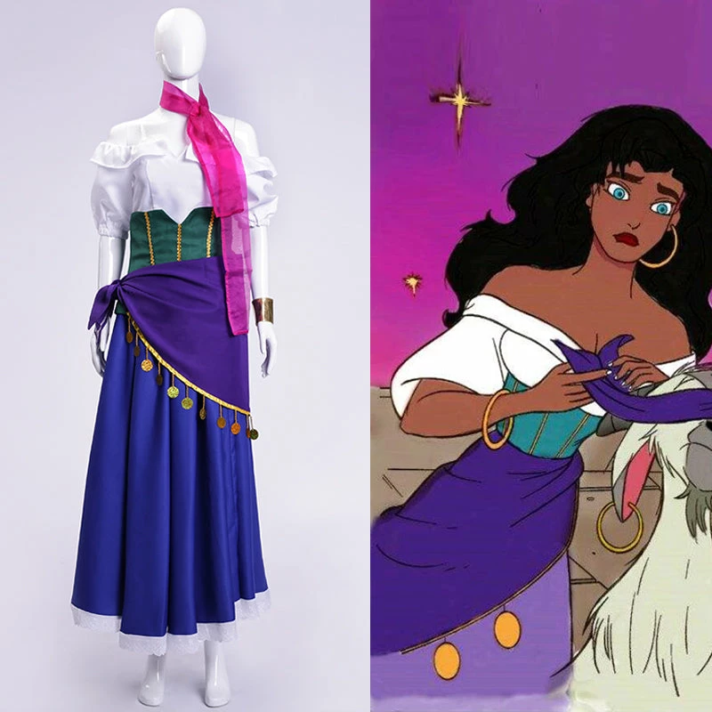 Esmeralda Dress, Princess Esmeralda Costume, Esmeralda Cosplay Halloween Costume 3 Esmeralda Dress, Princess Esmeralda Costume, Esmeralda Cosplay Halloween Costume